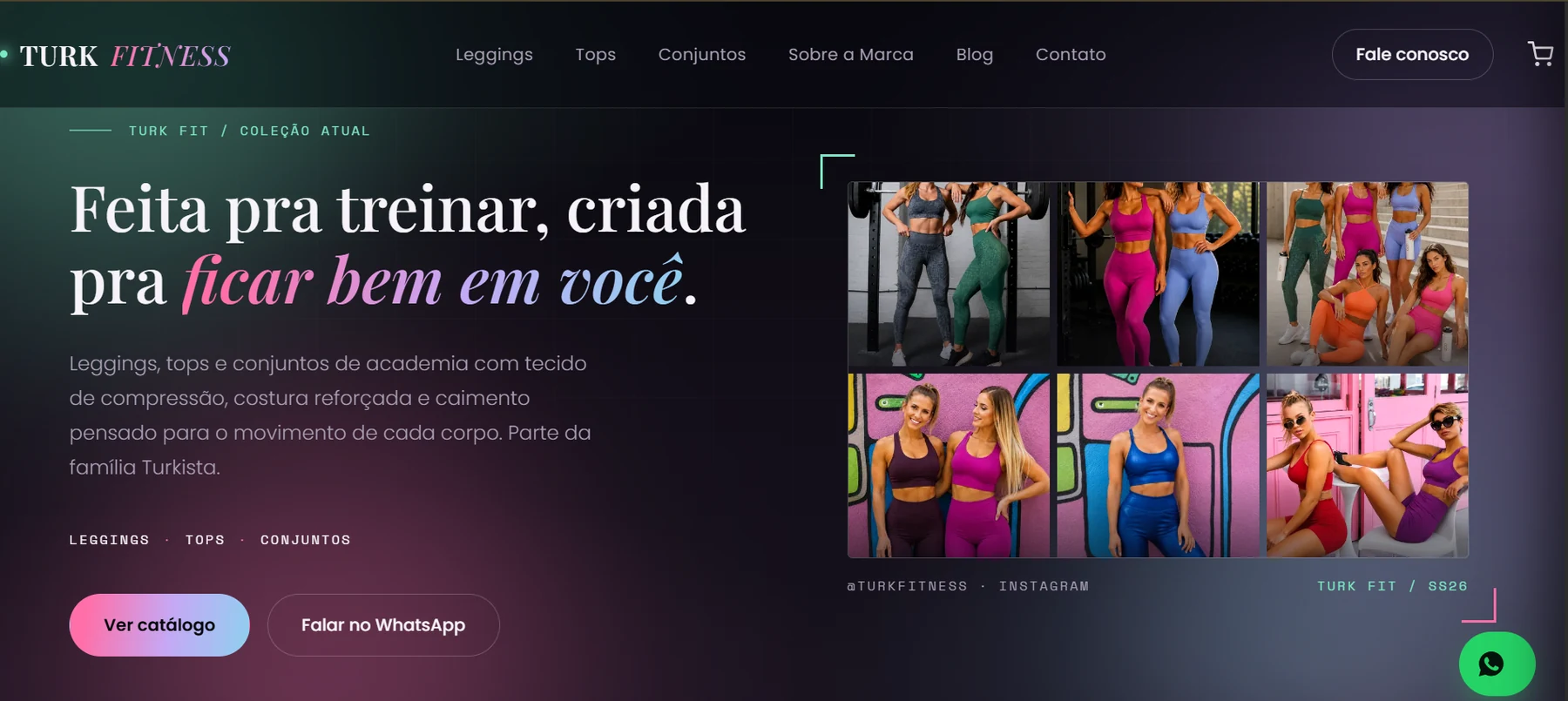 Site da Turkfitness — moda academia