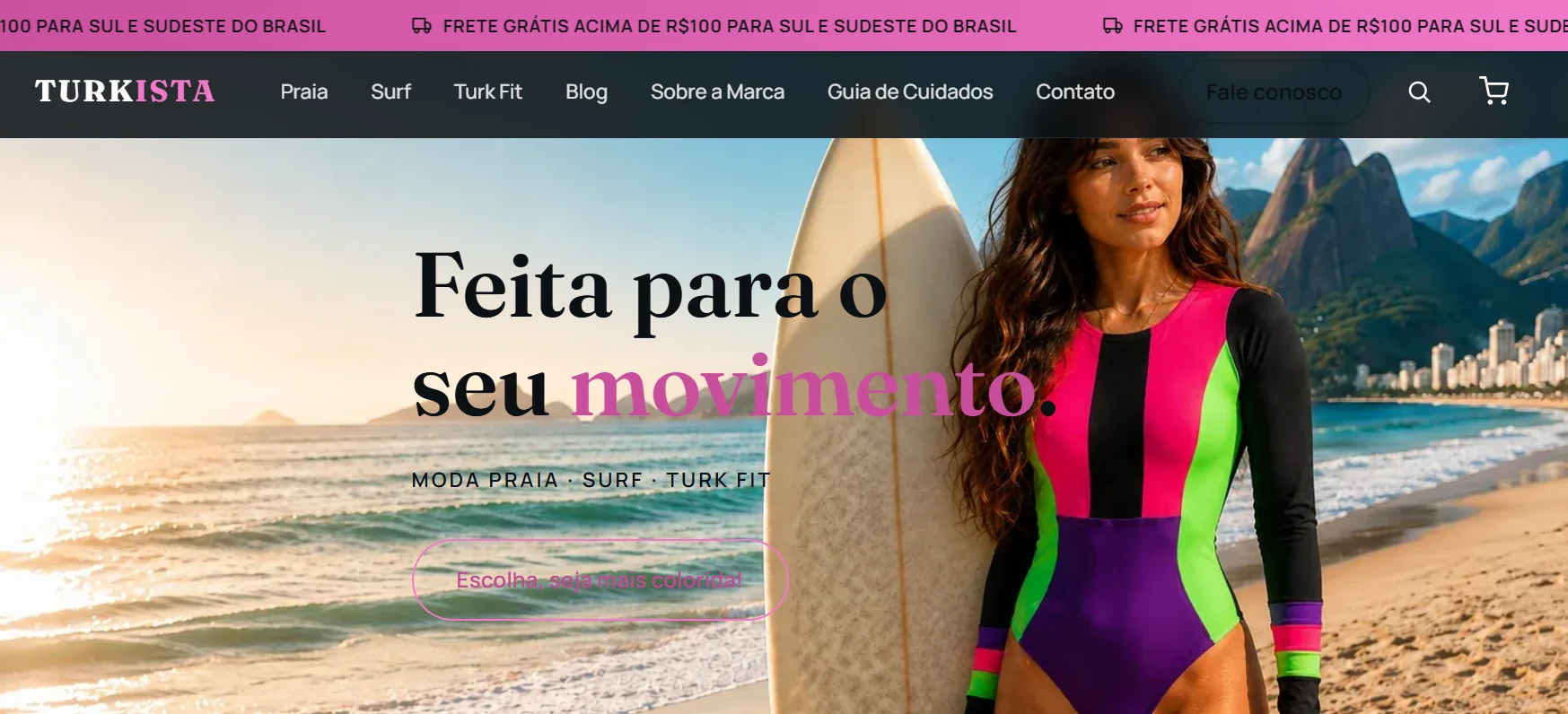 Site da Turkista — moda praia, surf e academia
